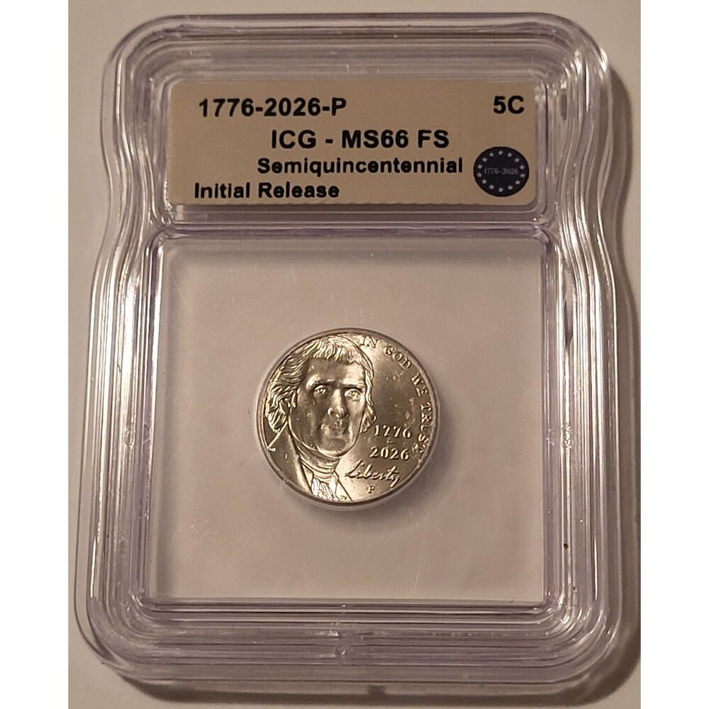 2026 P Jefferson Semiquincentennial Nickel MS66 FS ICG Initial Release